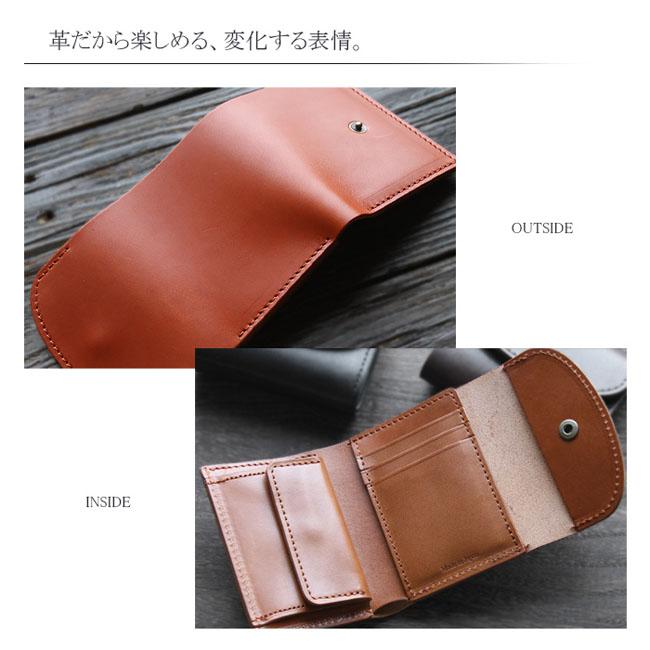ミニ財布 三つ折り コンパクト 本革 栃木レザー 日本製 革 牛革 ヌメ革