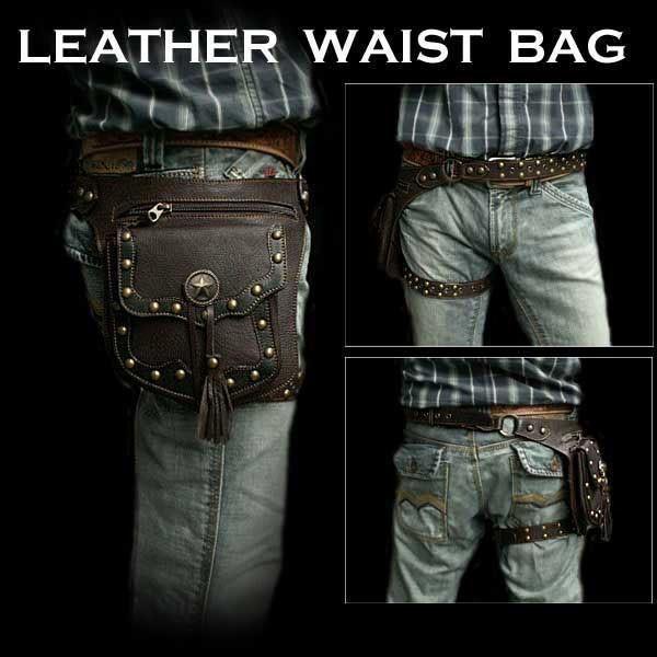 レザーレッグバッグ ウエストバッグ メディスンバッグ レッグベルト