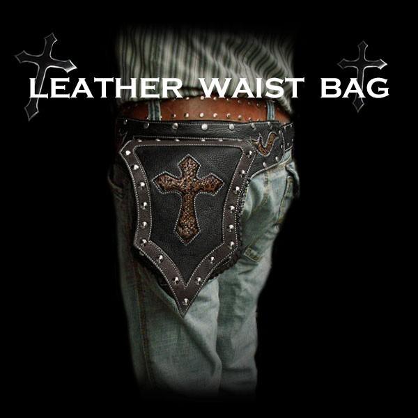 アクセサリー　本革 レザーウエストバッグ ヒップバッグ メンズバッグ バイカーツーリング