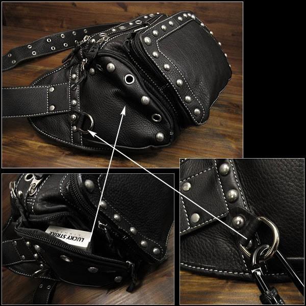 レザーウエストバッグ ヒップバッグ 本革 バイカーツーリングバッグ