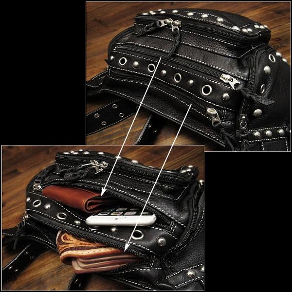 レザーウエストバッグ ヒップバッグ 本革 バイカーツーリングバッグ