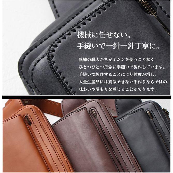 本革 メンズ／レディース ウエストバッグ ファニーパック ボディバッグ