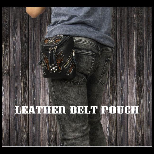 本革 レザー ウエストポーチ ベルトポーチ ミニポーチ ケース