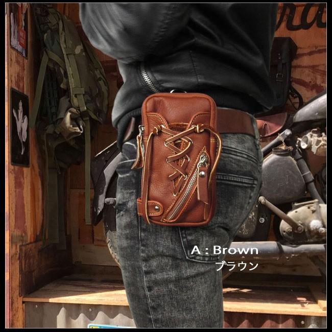 レザー ミニウエスト ベルトポーチ スマホ／アイフォン ケース 本革