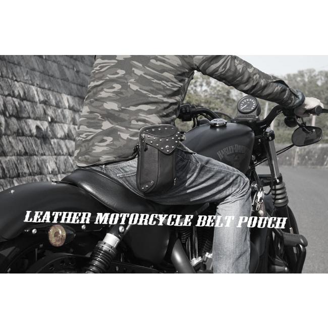 ベルトポーチ 本革 バイカー ウエストバッグ ショルダーバッグ レザー