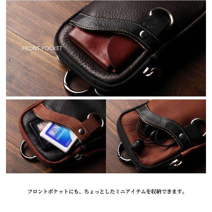 本革 ベルトポーチ ミニ ウエストポーチ レザーバッグ スマホケース