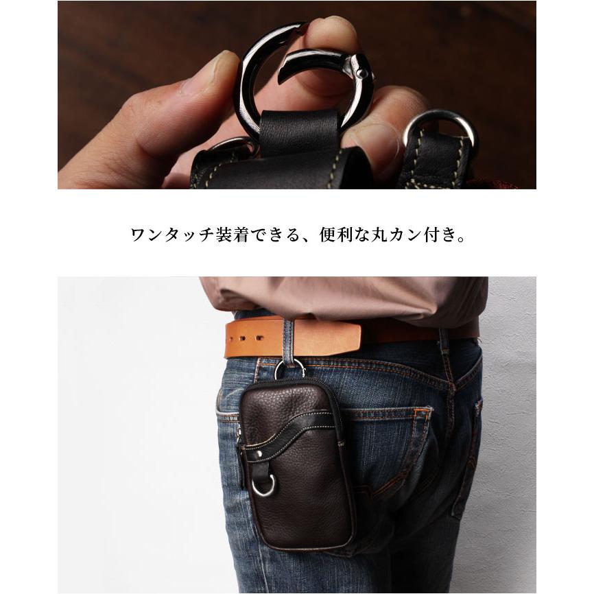 本革 ベルトポーチ ミニ ウエストポーチ レザーバッグ スマホケース
