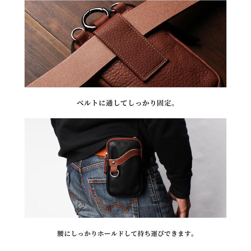 本革 ベルトポーチ ミニ ウエストポーチ レザーバッグ スマホケース