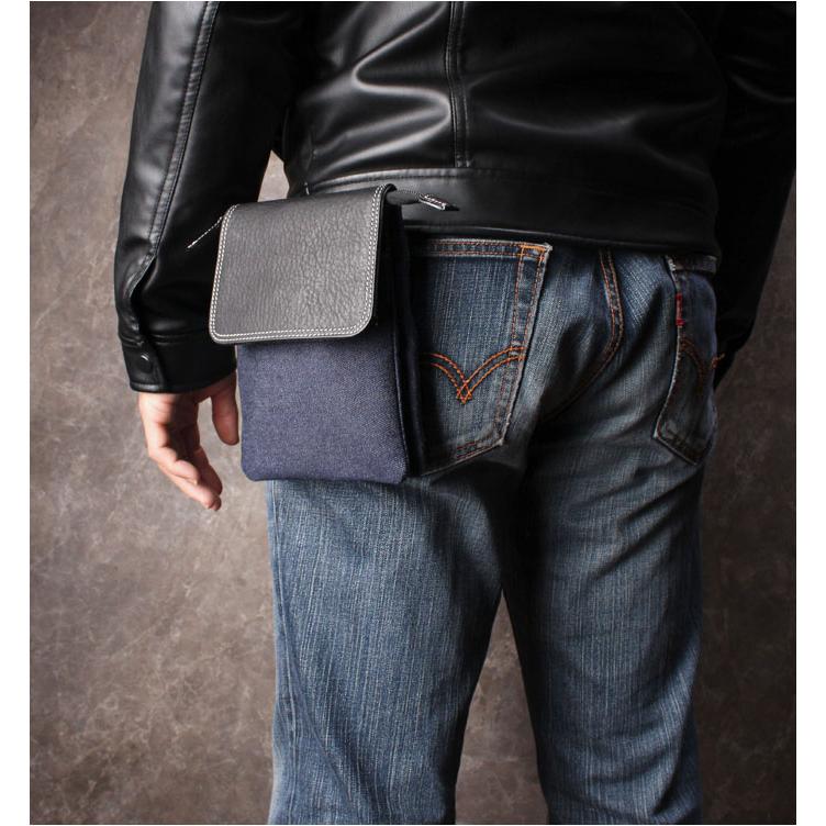 Roenロエン スカル ベルトウエストバッグポーチ デニム レザー belt_pouch4599f.jpg
