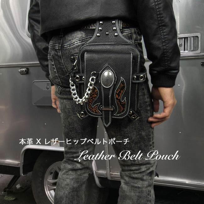 どんどん様 新品級✨WILD HEARTS ウエストバッグ ブラック レザー レザー ウエストバッグ レッグポーチ レッグバッグ ヒップバッグ