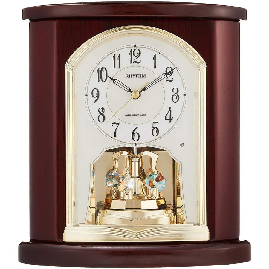 リズム時計 置き時計 電波 アナログ パルロワイエr681sr クリスタル 回転飾り付き 木 茶 高級光沢仕上げ Rhythm 4ry6 Iainlangsa Ac Id