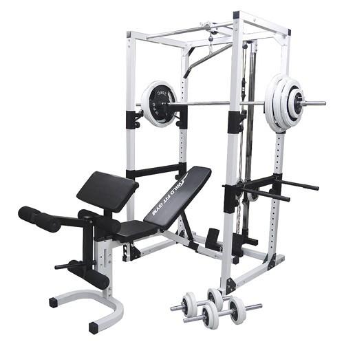 WILD FIT パワーラック ジムセット 白ラバー 140 / 筋トレ WILD FIT パワーラック ジムセット 白ラバー 140 / 筋トレ