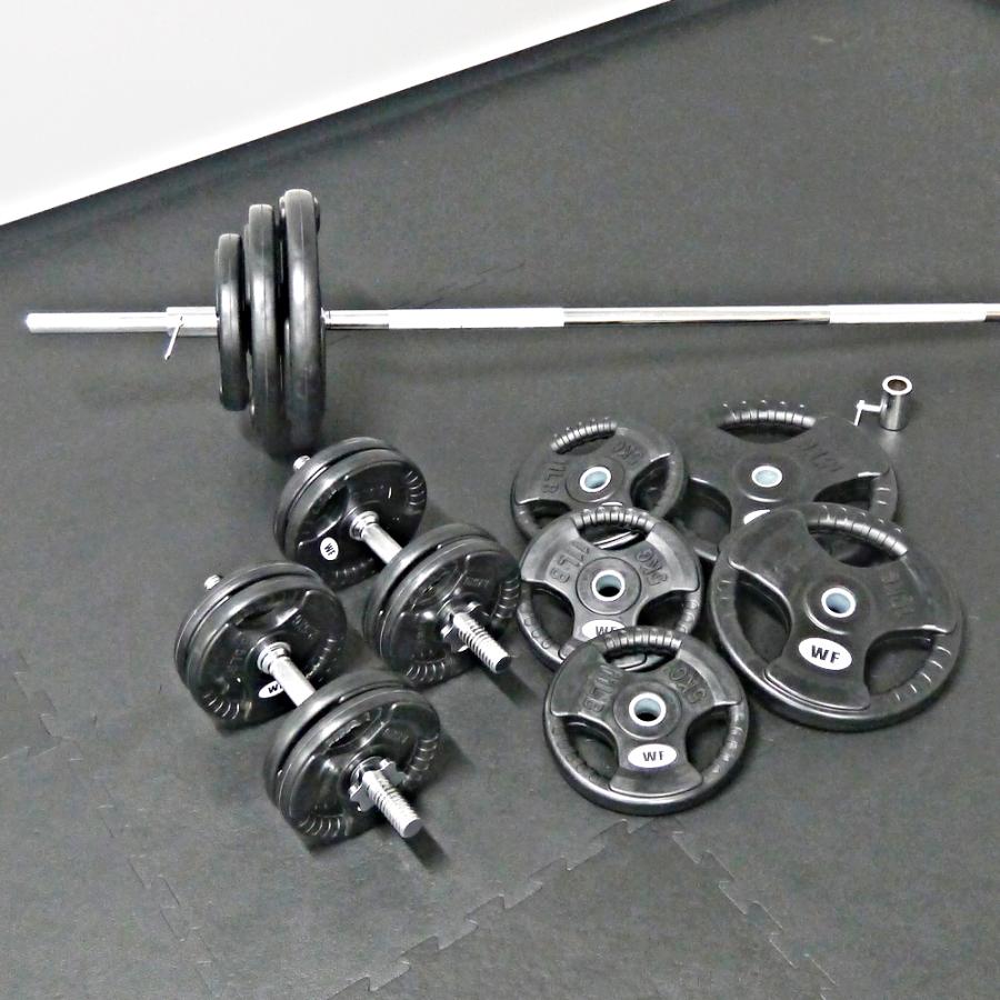 トレーニングジムセット 黒ラバー 100kg ／ 筋トレ ベンチプレス ダンベル バーベル トレーニングマシン トレーニングベンチ ワイルドフィット｜wildfit｜04