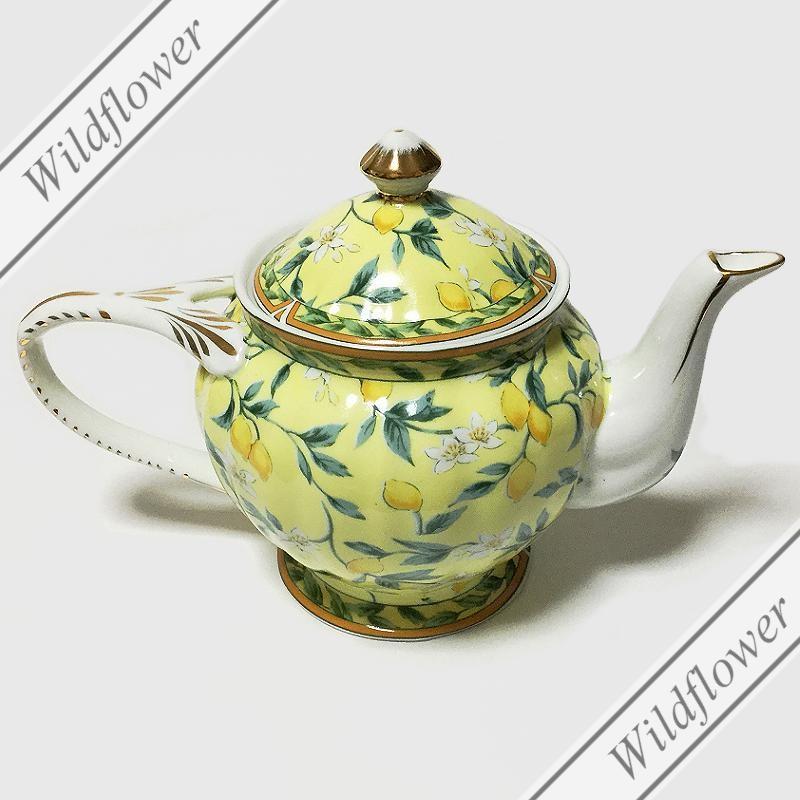 ティーポット 茶こし付き レモン柄 おしゃれ プレゼント ギフト 薔薇雑貨 人気 ブランド ロイヤルアーデン ワイルドフラワー Teapot009 薔薇雑貨wildflower 通販 Yahoo ショッピング