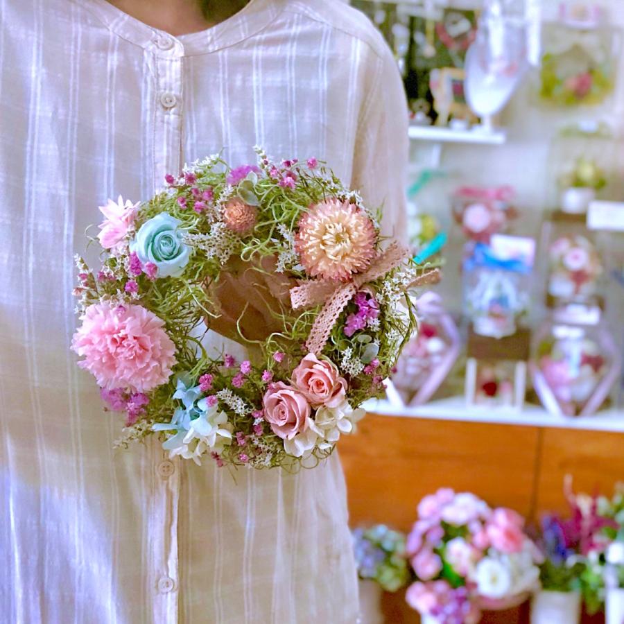リース プリザーブドフラワー カーネーション ドライフラワー ナチュラル パステルカラー 母の日 ホワイトデー 誕生日 Wreath0002 Wild Rose Non Yahoo 店 通販 Yahoo ショッピング