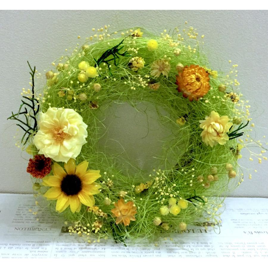 夏リース ひまわり 夏イエロー プリザーブドフラワー ドライフラワー ナチュラルリース ふわふわ Wreath0008 Wild Rose Non Yahoo 店 通販 Yahoo ショッピング