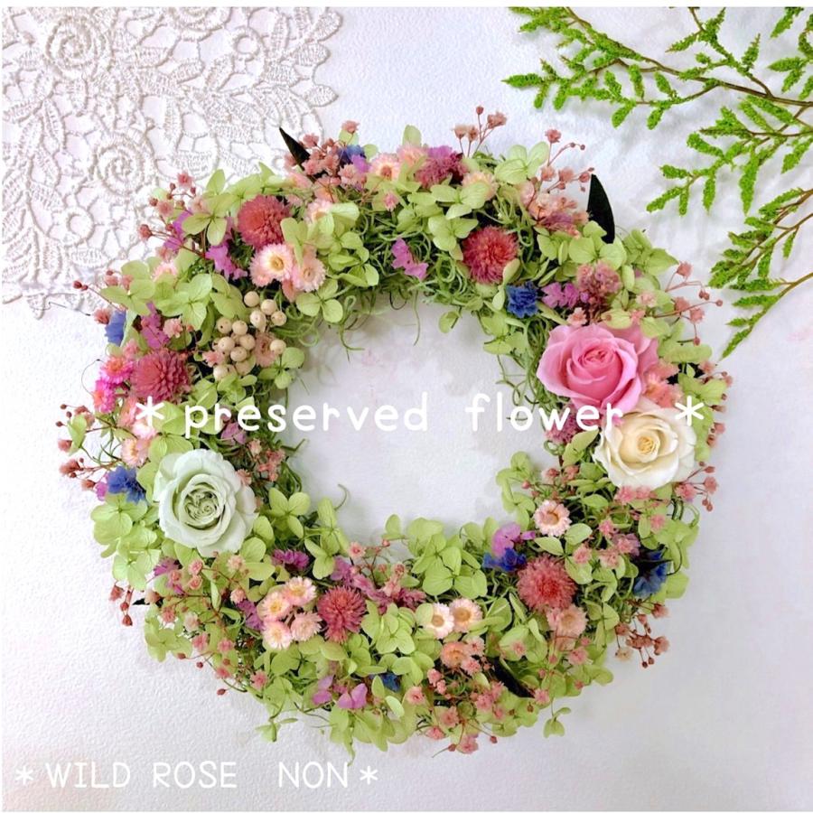 リース プリザーブドフラワー あじさい ローズ ナチュラルグリーン ピンク ドライフラワー フラワーギフト Wreath0014 Wild Rose Non Yahoo 店 通販 Yahoo ショッピング