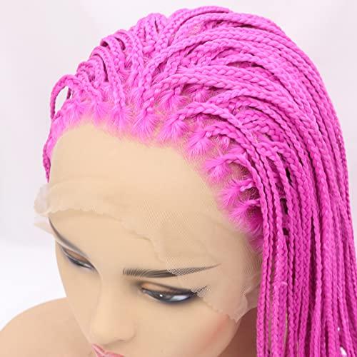 レインヘア26インチアフロアメリカン編み込みウィッグ合成レース前ウィッグボックス編み込みロングローズレッドウィッグ女性用ナチュラルルックウィッグハ 