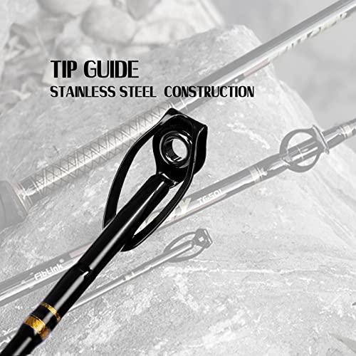 フィブリンクフィッシングトローリングロッド2ピース海水沖合ロッドビッグネーム重量ロッド従来型ボート釣り竿 (7フィート、30-50ポンド) フィブリンクフィッシングトローリングロッド2ピース海水沖合ロッドビッグネーム重量ロッド従来型ボート釣り竿 7フィート 50ポンド