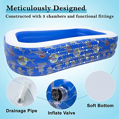 デコライフ子供用インフレータブルプール96インチ×56インチ×22インチバックヤード用長方形吹き上げプール3歳以上用ダークブルー デコライフ子供用インフレータブルプール96インチ×56インチ×22インチバックヤード用長方形吹き上げプール3歳以上用ダークブルー
