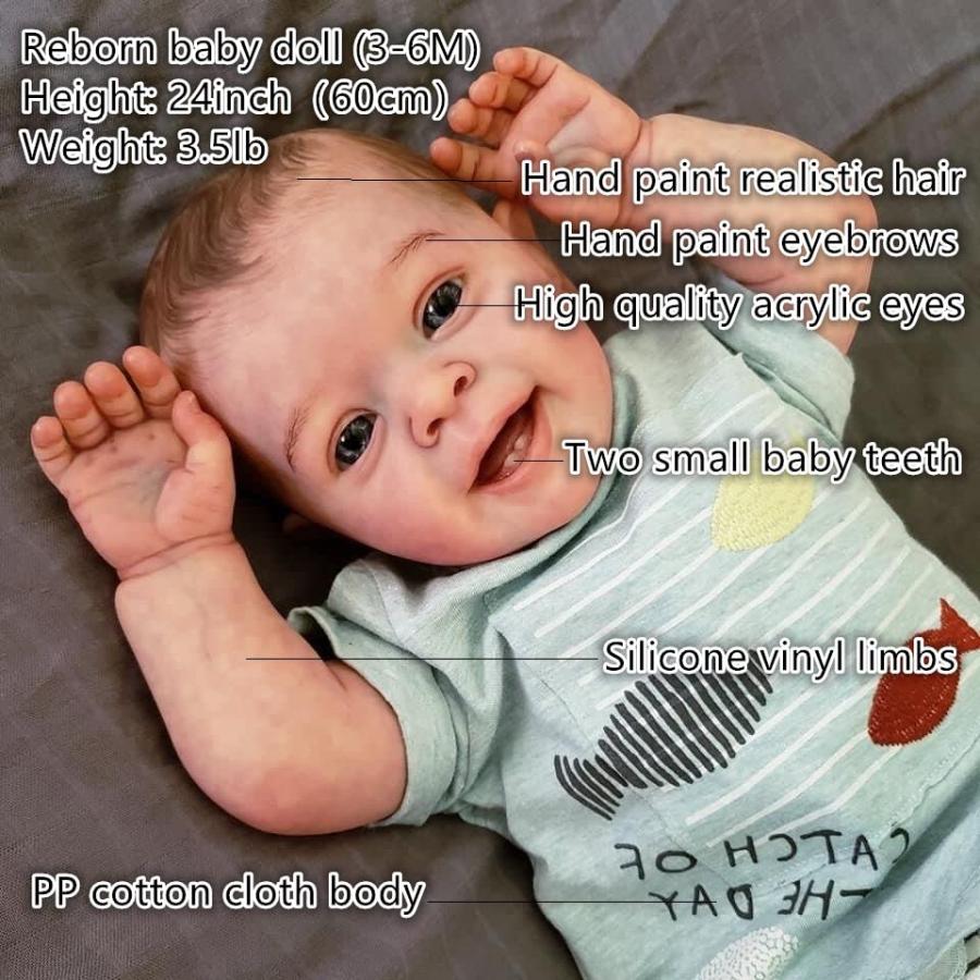 Pedolltree Reborn Baby Dolls Boy Toddler 24 inch Newborn Cute Eyes Open Lifelike Reborn Dolls Vinyl Silicone Baby Doll Reborn Baby Dolls Boy inch Pedolltree Toddler Newborn Cute Eyes Open Lifelike Vinyl Silicone Doll