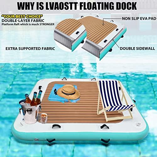 【タイムセール】 LVAOSTTインフレータブルフローティングドックプラットフォーム湖、川、プール、ビーチ、オーシャン、浮島いかだ滑り止め付き、電動エアポンプ、収納バッグ 【LWH1392766206】(50714円)