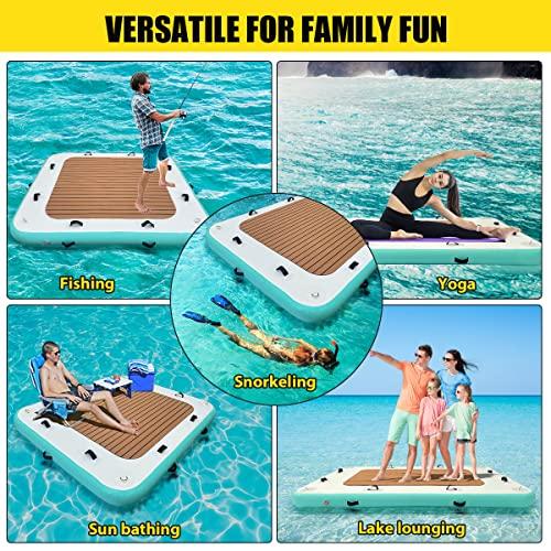 【タイムセール】 LVAOSTTインフレータブルフローティングドックプラットフォーム湖、川、プール、ビーチ、オーシャン、浮島いかだ滑り止め付き、電動エアポンプ、収納バッグ 【LWH1392766206】(50714円)