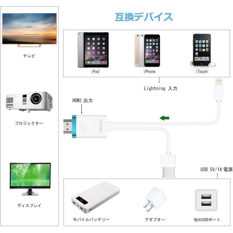 変換アダプター アイフォン  Lightning to HDMI接続アダプタ iphone HDMI 変換ケーブル iPhoneテレビ変換ケーブル ライトニング HDMI変換アダプター｜wildwide｜03