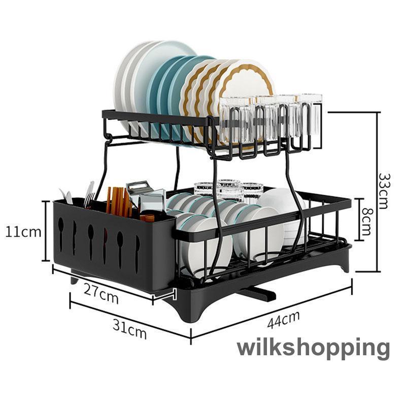 水切りラック シンク上 水切り 食器置き 2段 水切りかご ステンレス シンクサイド 水が流れる 大容量 カラトリーボックス付き 食器 シンプル 台所 キッチン用品｜wilkshopping｜11