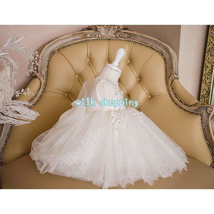 ベビードレス 結婚式 新生児 女の子 ベビー 赤ちゃん 発表会 セレモニードレス 花 リボン白ドレス ワンピース 子供ドレス 誕生日 七五三 プレゼント | ブランド登録なし | 02