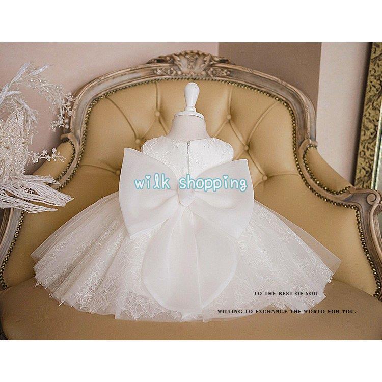ベビードレス 結婚式 新生児 女の子 ベビー 赤ちゃん 発表会 セレモニードレス 花 リボン白ドレス ワンピース 子供ドレス 誕生日 七五三 プレゼント | ブランド登録なし | 03