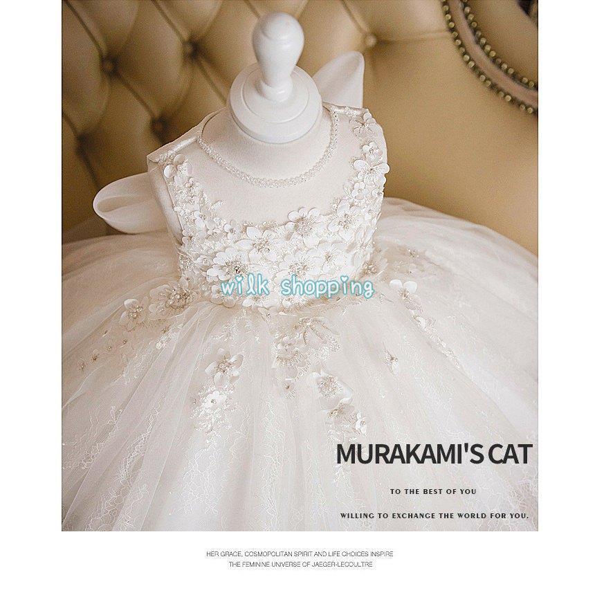 ベビードレス 結婚式 新生児 女の子 ベビー 赤ちゃん 発表会 セレモニードレス 花 リボン白ドレス ワンピース 子供ドレス 誕生日 七五三 プレゼント | ブランド登録なし | 04