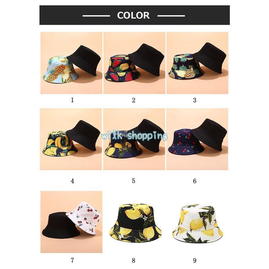 バケットハット メンズ レディース 果物柄 37色 大きい ハット 帽子