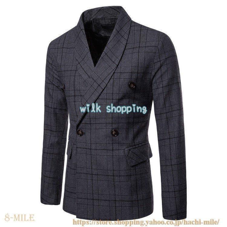 テーラードジャケット メンズ ジャケット ダブルブレスト チェック柄