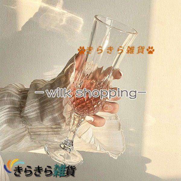 クリスタルカッティングガラス彫刻入りゴブレットグラス