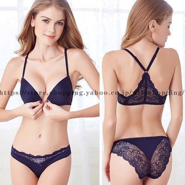 フロントホック ブラジャー ショーツセット 見せブラ 背中魅せブラジャー バッククロスデザイン Ｙ字バック 女性下着 上下セット｜wilkshopping