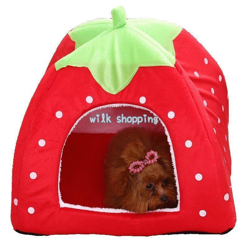 いちご型 ペットハウス 子猫用 子犬用 小型犬用 2way ペット用 ネコ