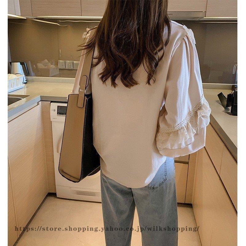 ブラウス レディース シャツブラウス 長袖 レース付き襟 レトロ バルーンスリーブ クラシック フランス風 レース付き 可愛い ぽわん袖 春 秋 | ブランド登録なし | 01