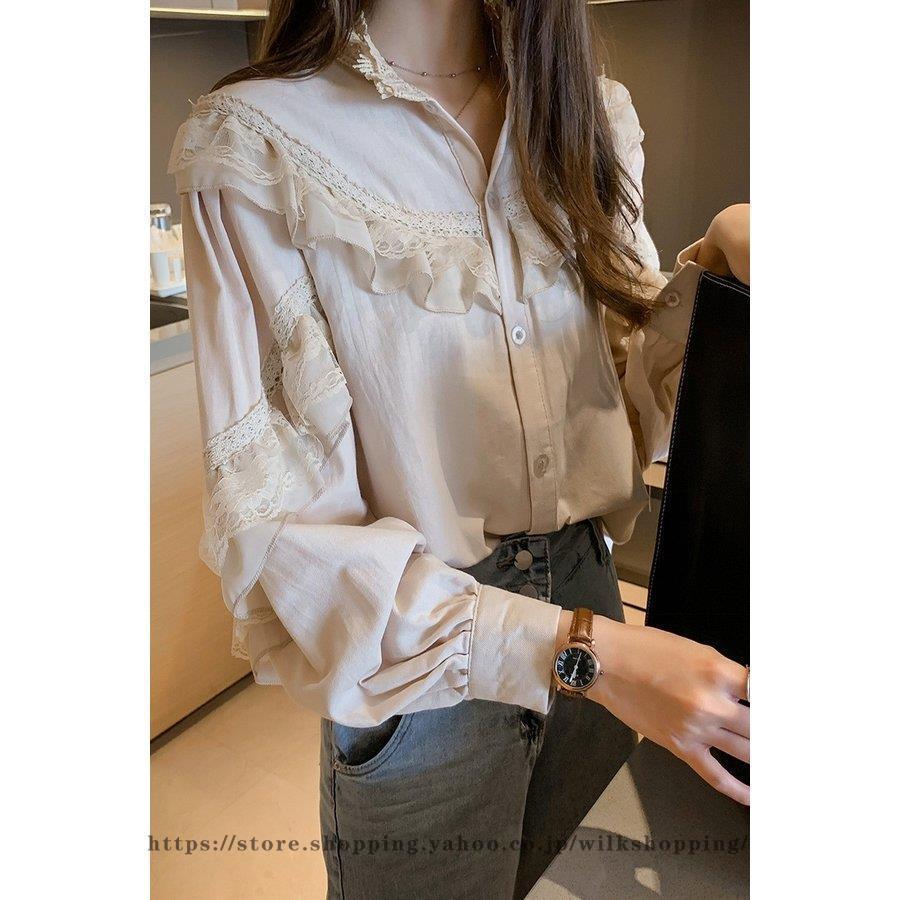 ブラウス レディース シャツブラウス 長袖 レース付き襟 レトロ バルーンスリーブ クラシック フランス風 レース付き 可愛い ぽわん袖 春 秋 | ブランド登録なし | 03