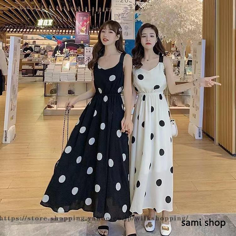 ワンピース レディース ロングワンピース 夏 ドット ノースリープワンピース Aラインスカート きれいめ オシャレ 30代 40代 50代 通勤 可愛い 涼しい Yrcleuisro レディースファッション Closetoart Fr