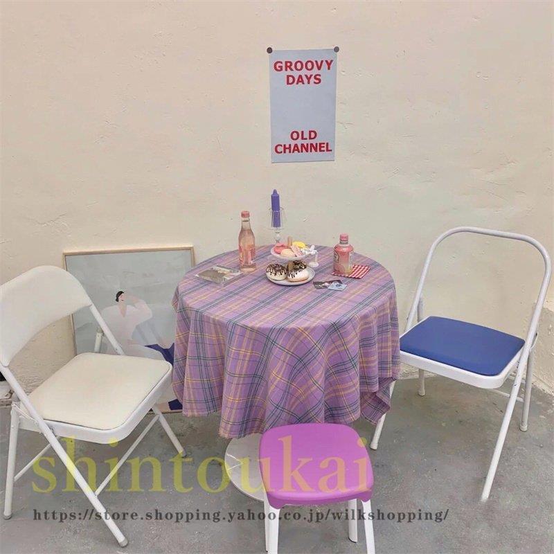 マルチカバー 北欧風 布製 チェック柄 オシャレ テーブルクロス テーブルカバー 70*70cm  100*145cm カフェ 背景布  手洗い | ブランド登録なし | 01