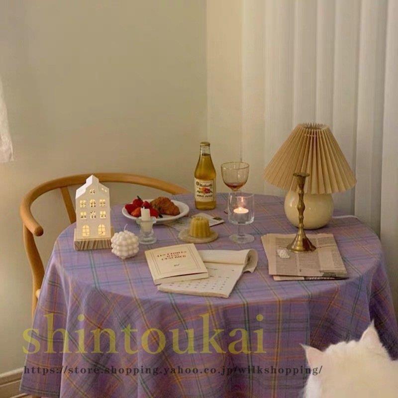 マルチカバー 北欧風 布製 チェック柄 オシャレ テーブルクロス テーブルカバー 70*70cm  100*145cm カフェ 背景布  手洗い | ブランド登録なし | 04