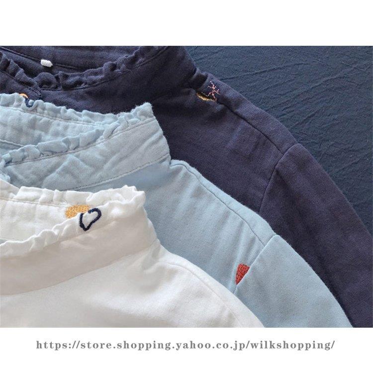 トップス シャツ ブラウス トップス レディース 前後差 前開き 長袖 柄 2層 ガーゼ コットン 刺繍 ボタンデザイン ゆったり シンプル カジュアル 可愛い 春 秋 | ブランド登録なし | 05