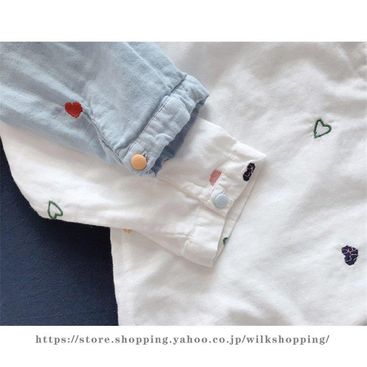 トップス シャツ ブラウス トップス レディース 前後差 前開き 長袖 柄 2層 ガーゼ コットン 刺繍 ボタンデザイン ゆったり シンプル カジュアル 可愛い 春 秋 | ブランド登録なし | 09