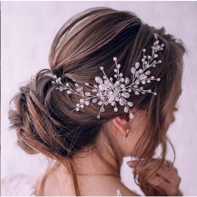 髪飾り シルバー ヘッドドレス カチューシャ ウェディング ヘアアクセサリー ヘッドバンド 結婚式 ウエディング ティアラ ヘッドアクセサリー ブライダル | ブランド登録なし | 01
