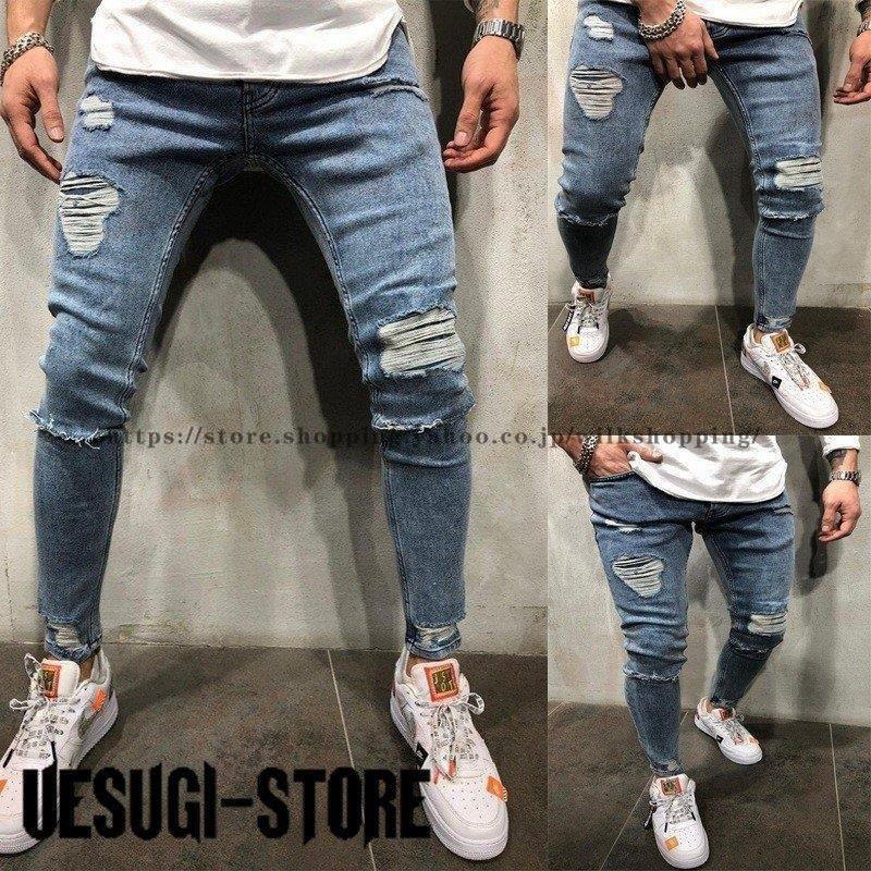 【SWG/SWAGGER】パッチワークデザイン ダメージスキニーパンツ 34 ラグスタイル LUXSTYLE PUワッペンスキニーダメージデニムパンツ