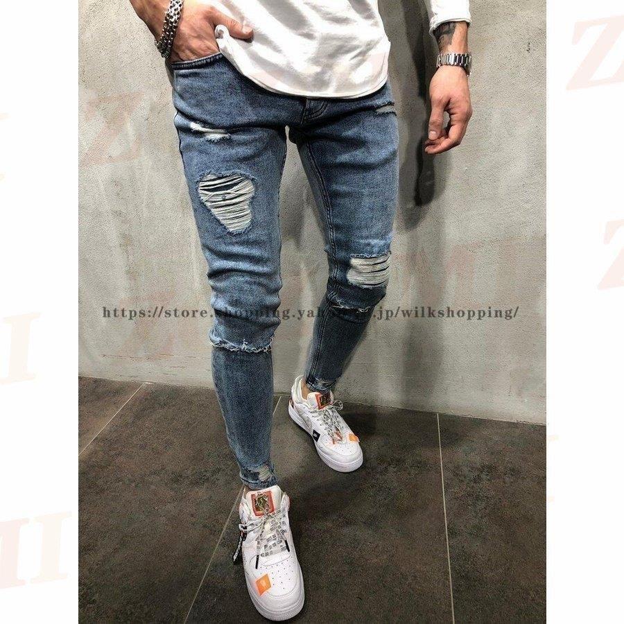 SWG/SWAGGER　パッチワークデザイン ダメージスキニーパンツ 30 ダメージ スキニー ジーンズ メンズ スキニーパンツ パッチワーク