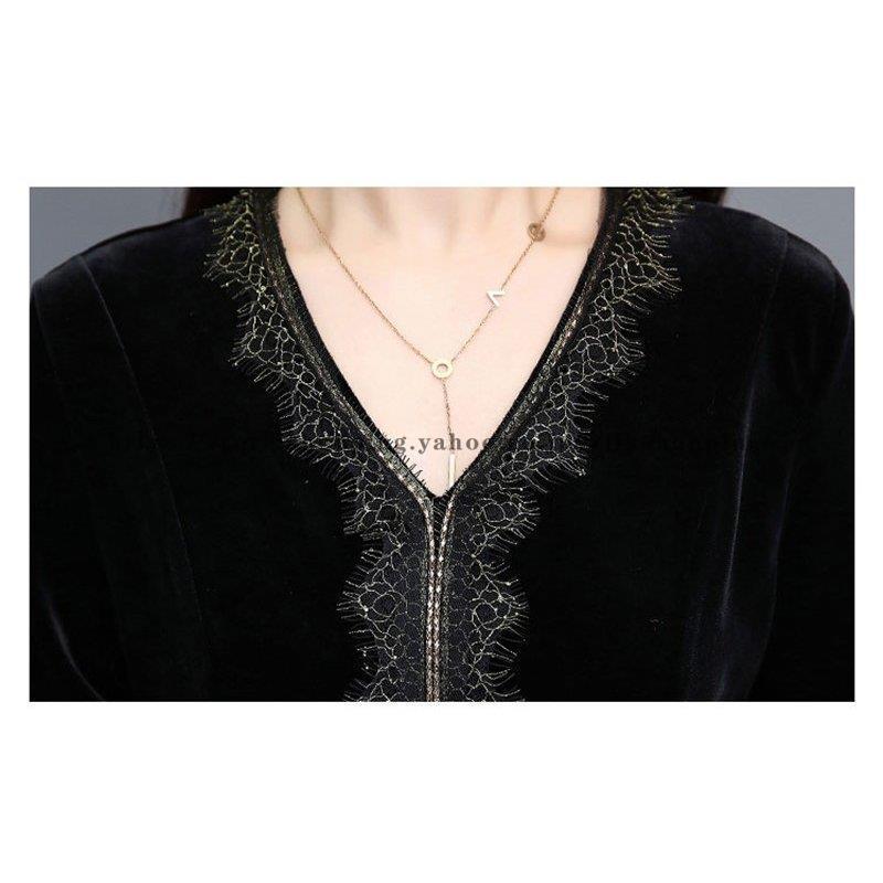 ワンピース レディース マキシワンピース 切り替え ベロア ロング 秋