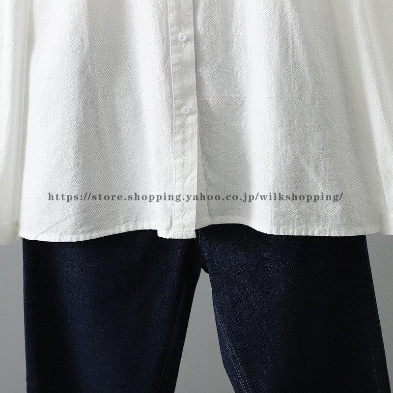 ホワイト 長袖 シャツ・ブラウス AOYAMA 【洋服の青山】レディース 長袖 シャツ ブラウス Yシャツ 白