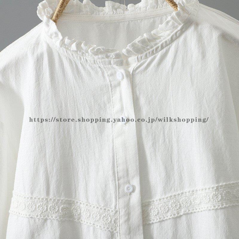 シャツ レディース トップス ブラウス 長袖 秋 無地 シャツ